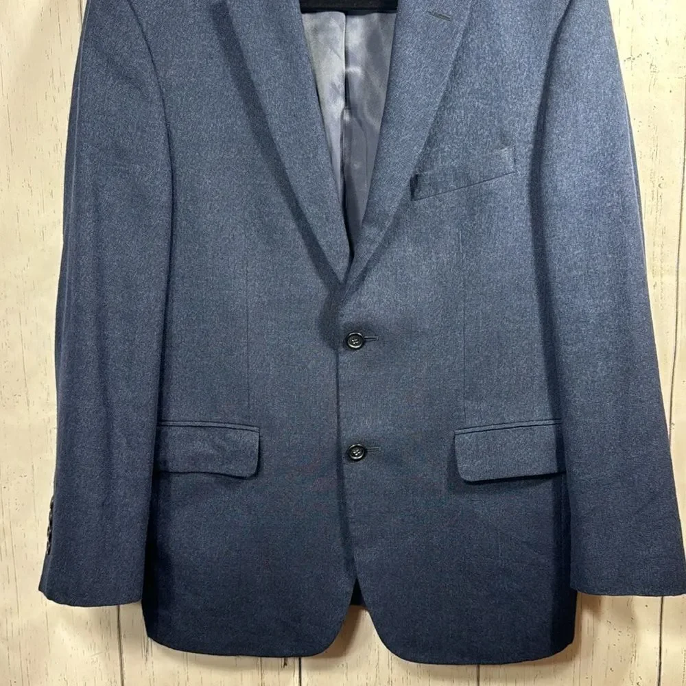 Jos A Bank Mens Linen Wool Blend Tailored Fit Navy Blue Casual Blazer Jacket